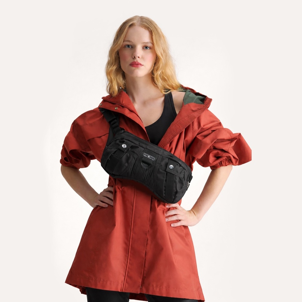 ADIDAS X STELLA MCCARTNEY Black Satin Crossbody Bum Bag